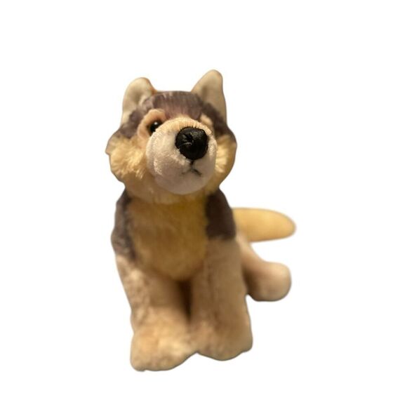 Aurora Kids Wolf Husky Dog Plush Stuffed Animal Realistic Black Eyes Gray White - Picture 9 of 11